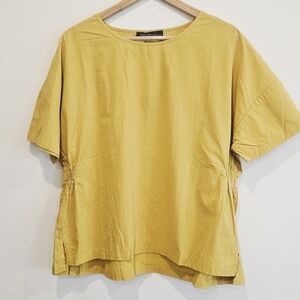 NWT Zanzea 100% Cotton Mustard Yellow Short Sleeves Women's Top Plus Size XXL
